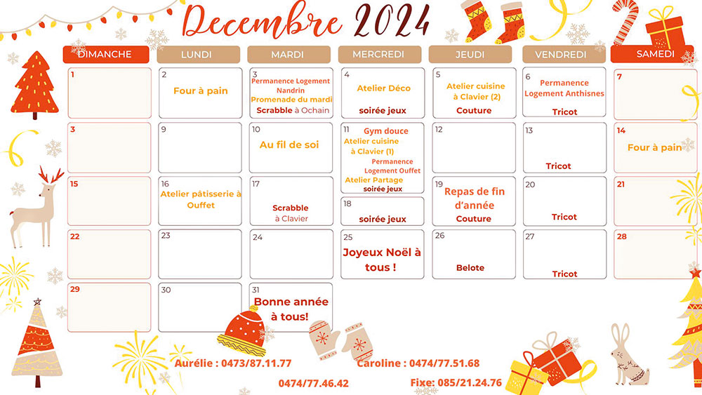 PCS calendrier