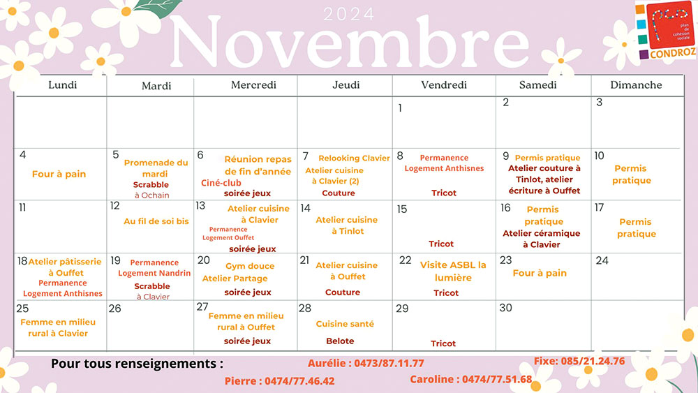 PCS calendrier